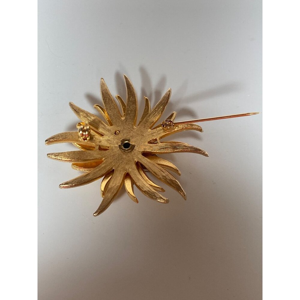 Atomic Sputnik Starburst Rhinestone Brooch Earring Two Tone Metal Clear Crystal - Picture 6 of 16